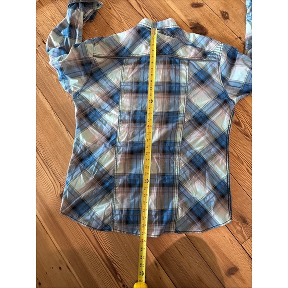 BKE Buckle Black Blue Gray Shirt Mens Plaid Western Snap XXL Athletic Fit - Picture 10 of 12